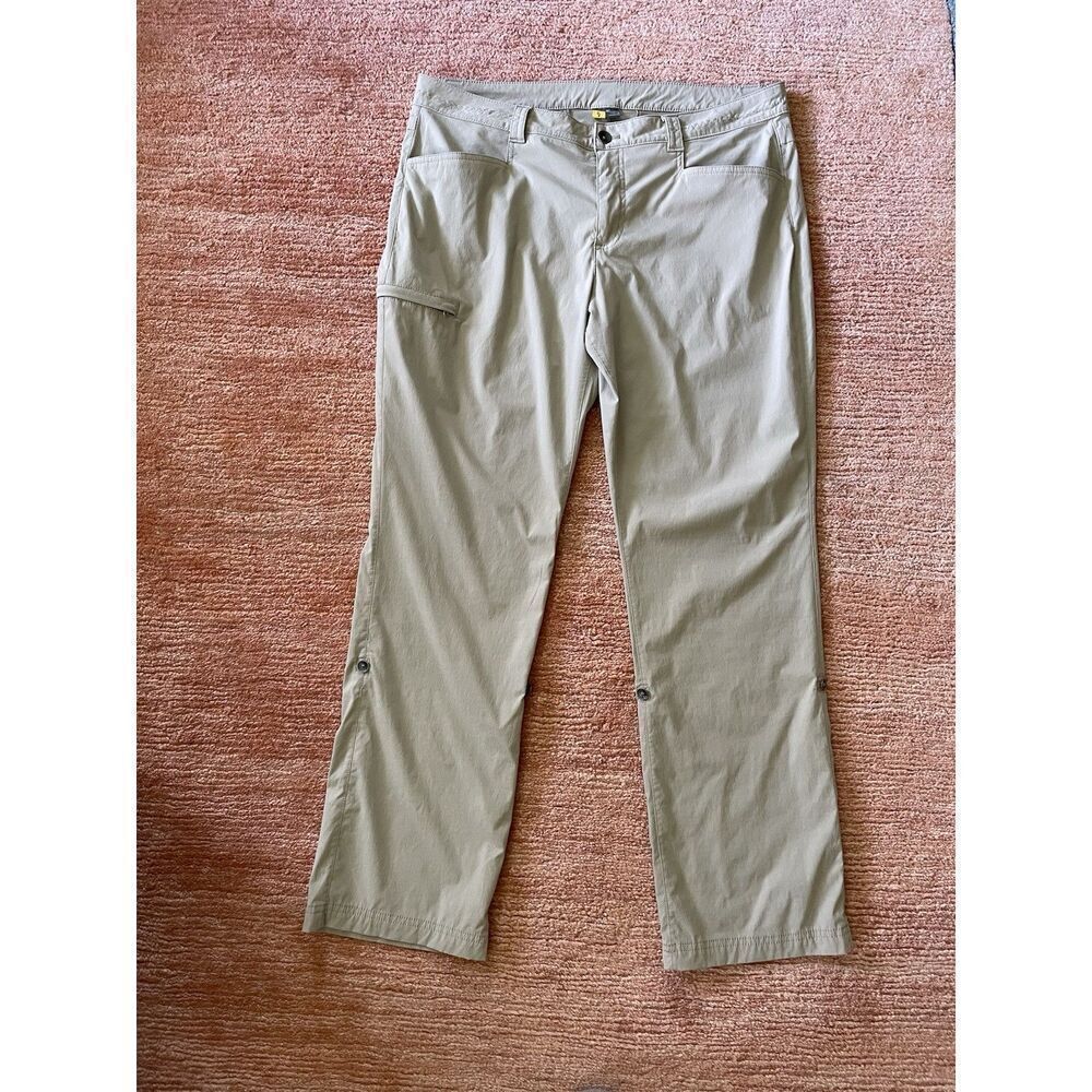 Eddie Bauer Pants Womens 16 Tan Outdoor Nylon Stretch Hiking Roll Up Hem Casual